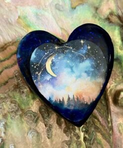 Small Enhanced Orgonite Cosmic Sky Heart with Double-Terminated Crystal