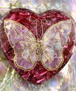 Enhanced Orgonite  Butterfly Heart with Double-Terminated Crystal