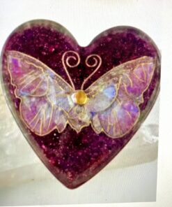 Petite  Enhanced Orgonite Pink Butterfly Heart