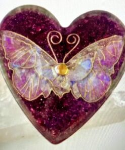 Petite Enhanced Orgonite Pink Butterfly Heart