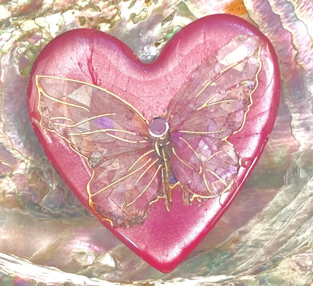Orgonite orgone butterfly heart for children kids. Beautiful orgonite orgone