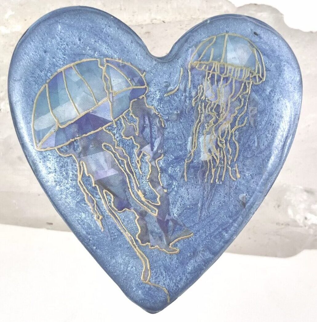 Beautiful Powerful Exquisite Orgonite Orgone Hearts are meticulously handcrafted with Hawaiian botanicals, Double-terminated crystals and lovely gemstones: Amethyst, Rose Quartz, Lapis Lazuli, Peridot, Aquamarine, Malachite and Howlite. Dr. Wilhelm Reich 50/50 ratio of resin to metal making it powerful orgonite. Orgonite transmutes the electromagnetic vibrations of modern technology into a frequency compatible with human well-being. Orgonite assists in balancing all of our bodies and fields to bring us into natural states of harmony and re-establishing energy flow in our body meridian system. Orgone, Orgonite for children, kids, gifts, Valentine's day, mother's day, father's day, birthdays, holidays, baby gifts, pets, all occasion. Orgonite devices transform the environment into a life-affirming atmosphere. transmutes EMR and ELF radiation from microwaves, Smart meters, computers, hand-held devices, Wi-Fi, Bluetooth, etc. Orgonite works perpetually & functions as a self-generating transmutation device. It never expires! Orgonite Orgone jewelry, necklaces, amulets. Meditation. Orgonites Orgone Orgonite cell phone shields. Orgone Orgonite Orgone Tablet shields. Orgonite Orgone monitor shields. Orgonite Orgone meditation. wifi protection Orgonite Orgone. Orgonite Orgone for sleep, healing, relaxation. Orgonite Orgone microwave shields. Orgonite Orgone appliance shields.