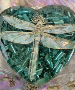 Enhanced Orgonite Dragonfly Heart with Double-Terminated Crystal