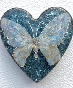 Petite Enhanced Orgonite Blue Butterfly Heart