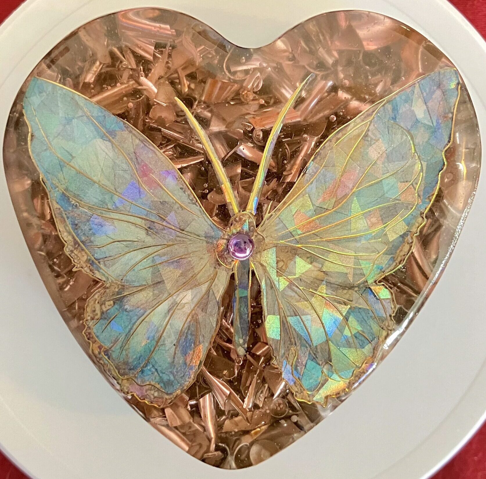 Beautiful Powerful Exquisite Orgonite Orgone Hearts are meticulously handcrafted with Hawaiian botanicals, Double-terminated crystals and lovely gemstones: Amethyst, Rose Quartz, Lapis Lazuli, Peridot, Aquamarine, Malachite and Howlite. Dr. Wilhelm Reich 50/50 ratio of resin to metal making it powerful orgonite. Orgonite transmutes the electromagnetic vibrations of modern technology into a frequency compatible with human well-being. Orgonite assists in balancing all of our bodies and fields to bring us into natural states of harmony and re-establishing energy flow in our body meridian system. Orgone, Orgonite for children, kids, gifts, Valentine's day, mother's day, father's day, birthdays, holidays, baby gifts, pets, all occasion. Orgonite devices transform the environment into a life-affirming atmosphere. transmutes EMR and ELF radiation from microwaves, Smart meters, computers, hand-held devices, Wi-Fi, Bluetooth, etc. Orgonite works perpetually & functions as a self-generating transmutation device. It never expires! Orgonite Orgone Orgonites Orgone Orgonite Orgone Orgonite Orgone Orgonite Orgone Orgonite Orgone Orgonite Orgone Orgonite Orgone