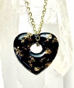 Orgonite Heart Amulet Enhanced with Malachite and Hawaiian Botanicals