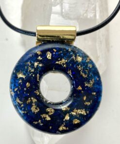 Blue & Gold Power Ring with Tourmaline & Enhanced Orgonite