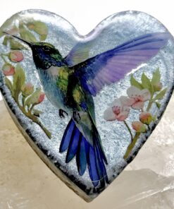 Petite Enhanced Orgonite Hummingbird Heart with Crystal Cluster
