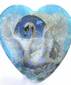 Large Enhanced Orgonite Swan Heart with Double-Terminated Crystal