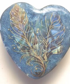 Large Enhanced Orgonite Feathers Heart with Double-Terminated Crystal